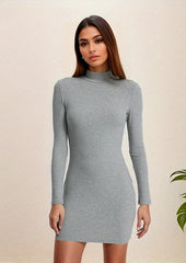 GREY HIGH NECK BODYCON