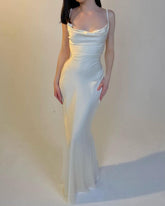 ANAISA Asymmetric Ruched Midi Dress in Ivory - Veer Clothing