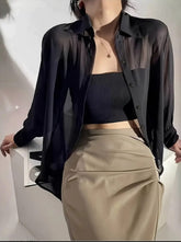 BLACK VEIL BUTTON-UP SHIRT