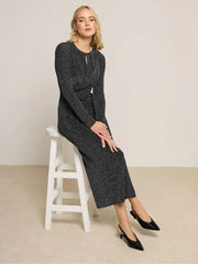 Charcoal Shimmer Knit Midi Dress