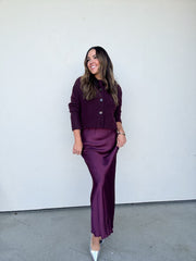 Plum Glace Satin Skirt