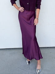 Plum Glace Satin Skirt
