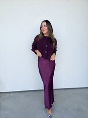 Plum Glace Satin Skirt