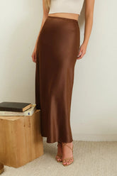 Toasted Pecan Satin Skirt