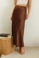 Toasted Pecan Satin Skirt