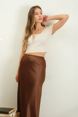 Toasted Pecan Satin Skirt