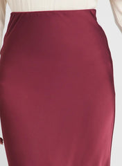 Ruby Wine Satin Skirt