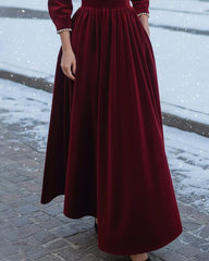 Deep Crimson Velvet Dress