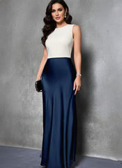 Navy Grace Satin Skirt