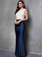 Navy Grace Satin Skirt