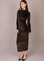 ALESSO BROWN VELVET BODYCON