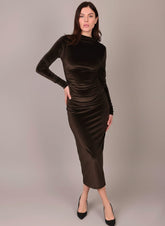ALESSO BROWN VELVET BODYCON