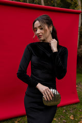 ALESSO BLACK VELVET BODYCON