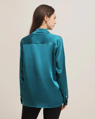 Classic Teal Blue Silk Shirt