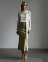 Olive Mist Satin Skirt