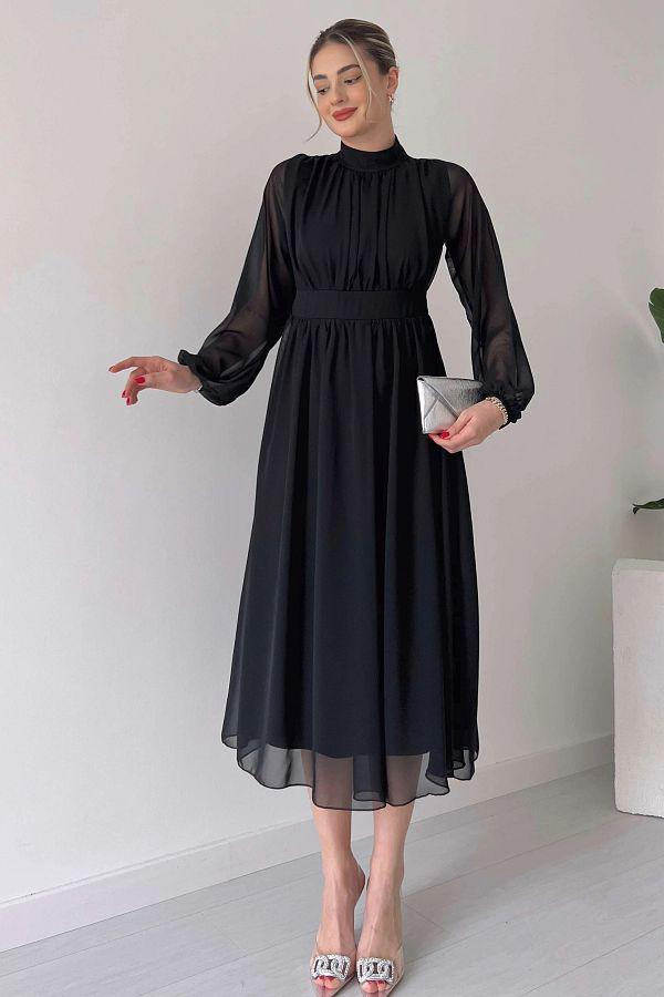 APRES BLACK FROCK WITH SHEER SLEEVES