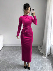 ALESSO PINK VELVET BODYCON