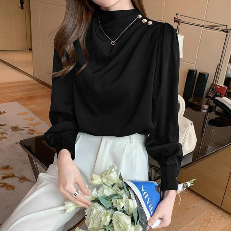 Neck Button Silk Shirt
