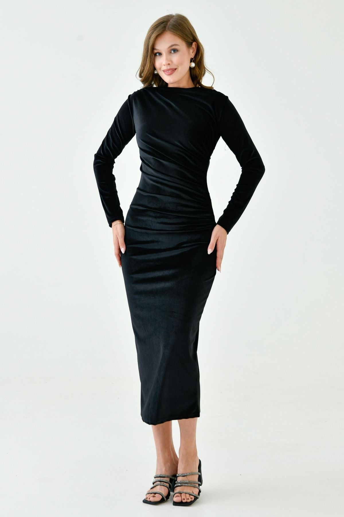 ALESSO BLACK VELVET BODYCON