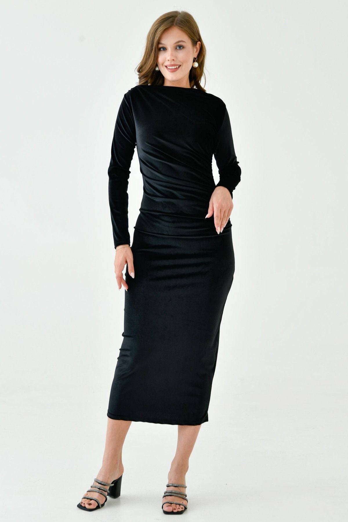 ALESSO BLACK VELVET BODYCON