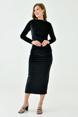 ALESSO BLACK VELVET BODYCON