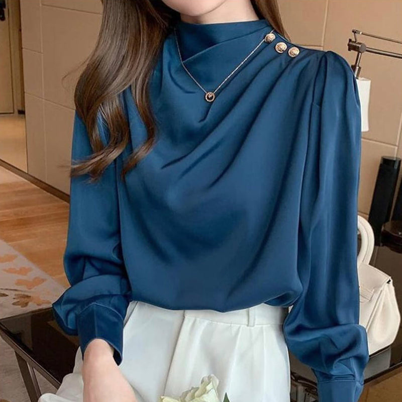 Neck Button Silk Shirt