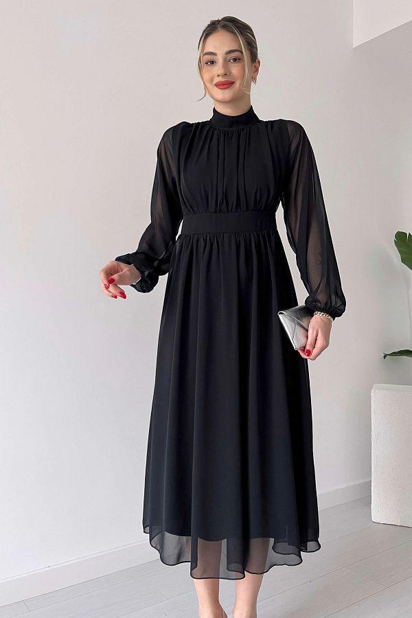 APRES BLACK FROCK WITH SHEER SLEEVES