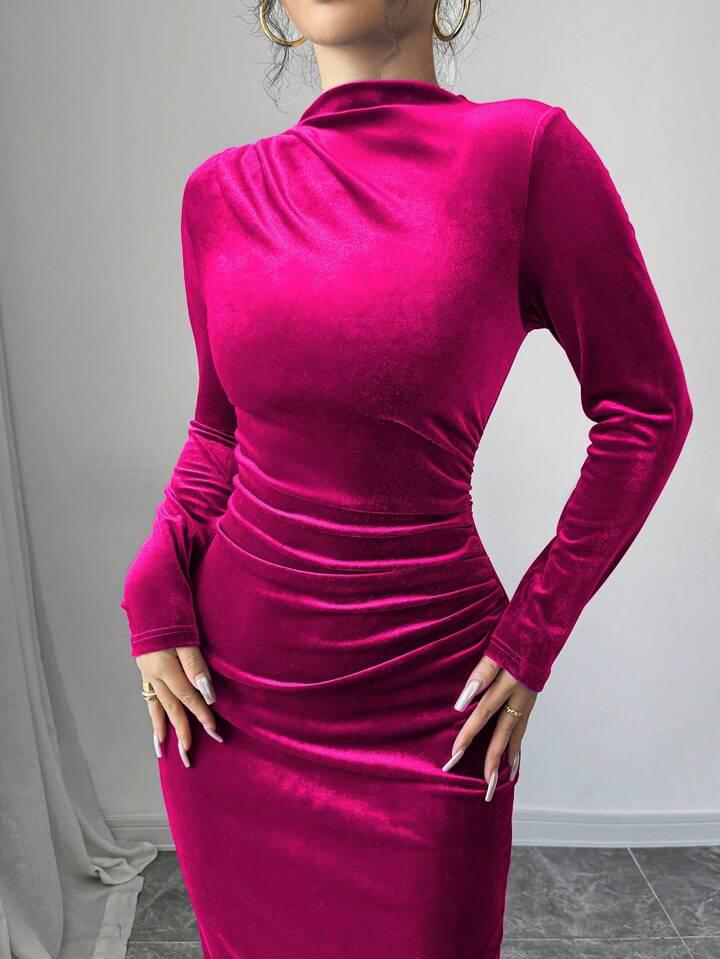 ALESSO PINK VELVET BODYCON