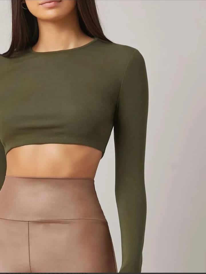 Olive Green Crop Top