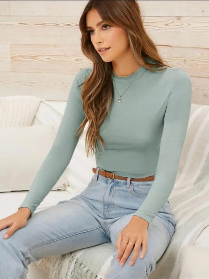 Mint Green Ribbed Crop Top