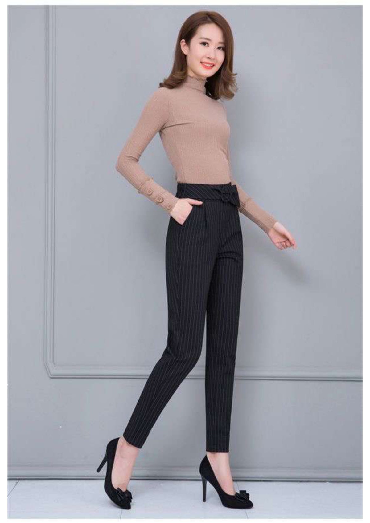 Black Stripped Dress Pant - Veer Clothing