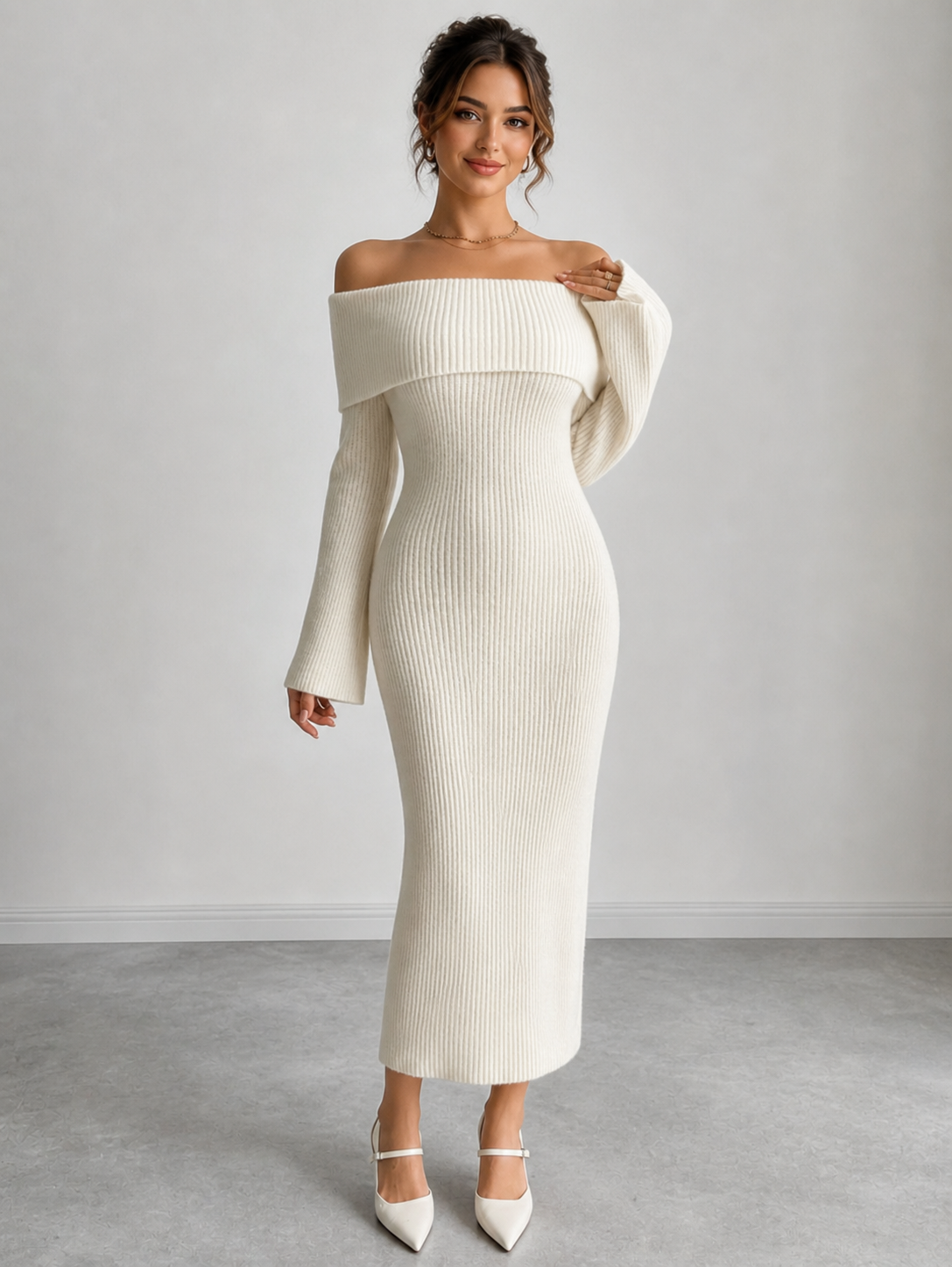 White Bardot Bodycon