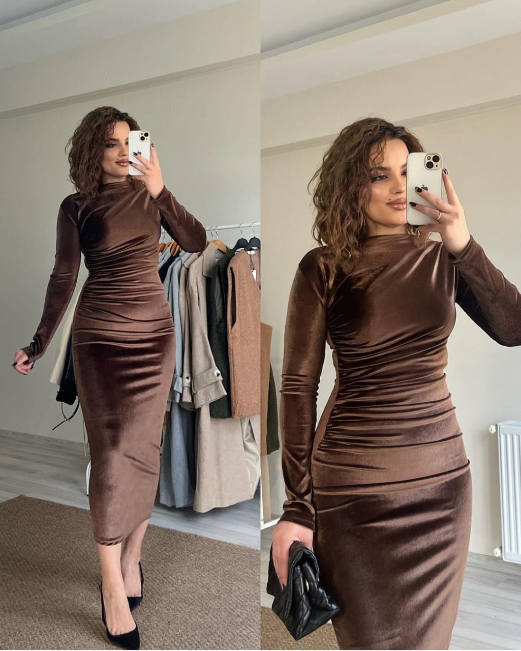 Chic Chocolate Brown Velvet Bodycon