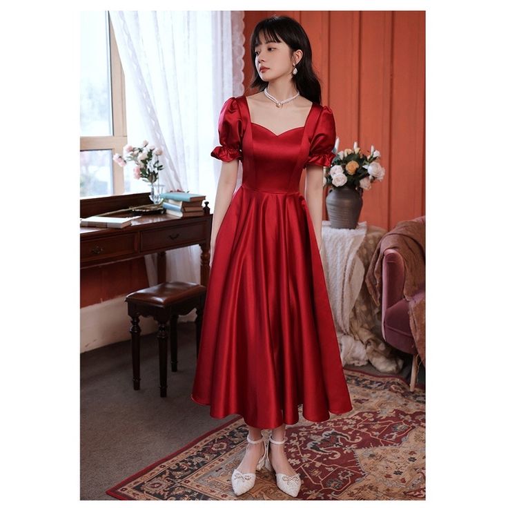 Lustrous Flame Sweetheart Dress