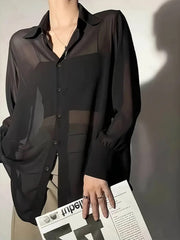 BLACK VEIL BUTTON-UP SHIRT