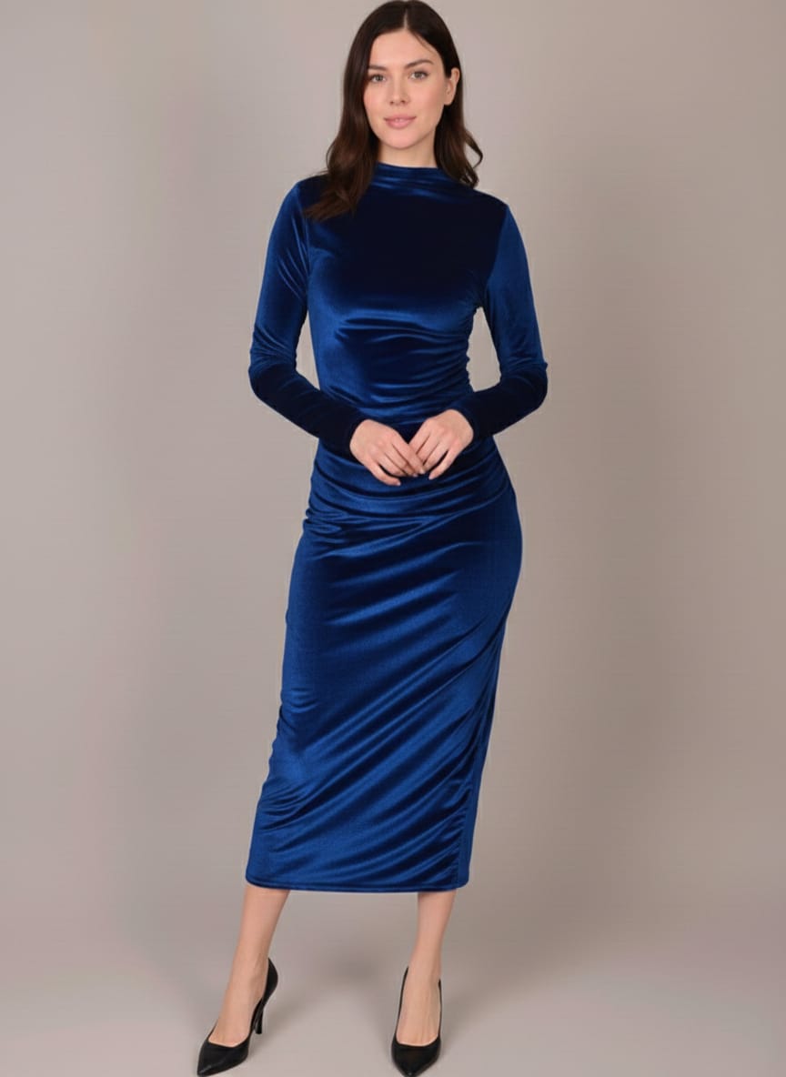 ALESSO BLUE VELVET BODYCON