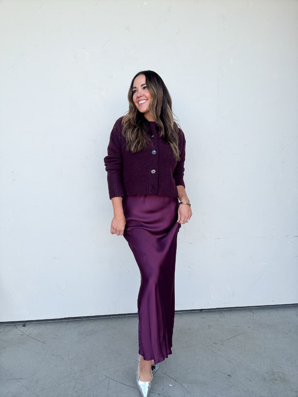 Plum Glace Satin Skirt