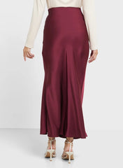 Ruby Wine Satin Skirt