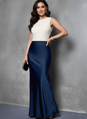 Navy Grace Satin Skirt