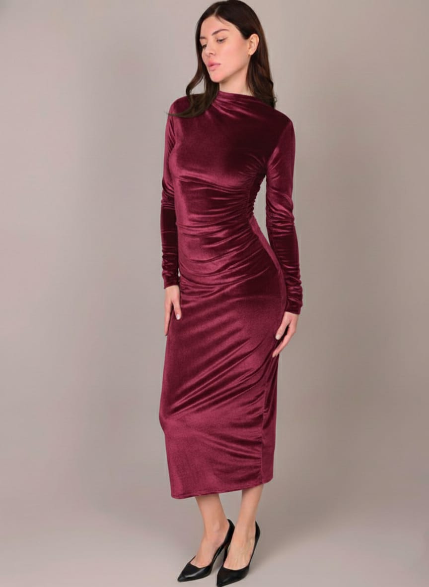 ALESSO PINK VELVET BODYCON