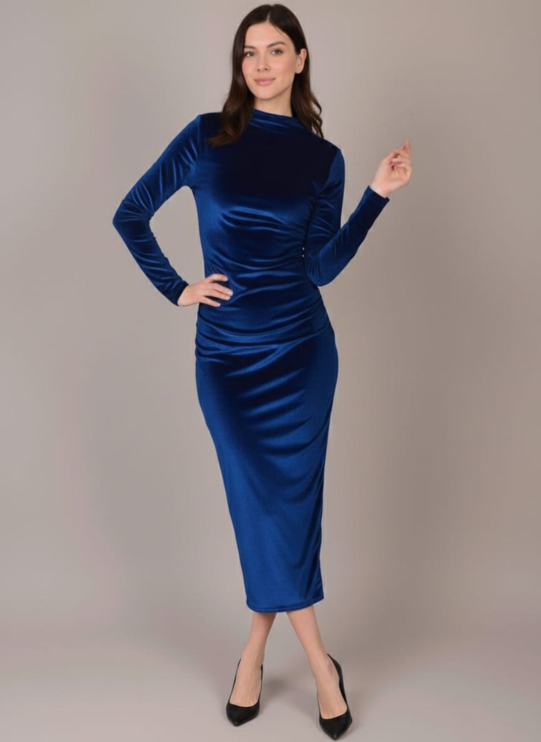 blue silk bodycon dress Nova Slip Dress Midnight Blue main image 0