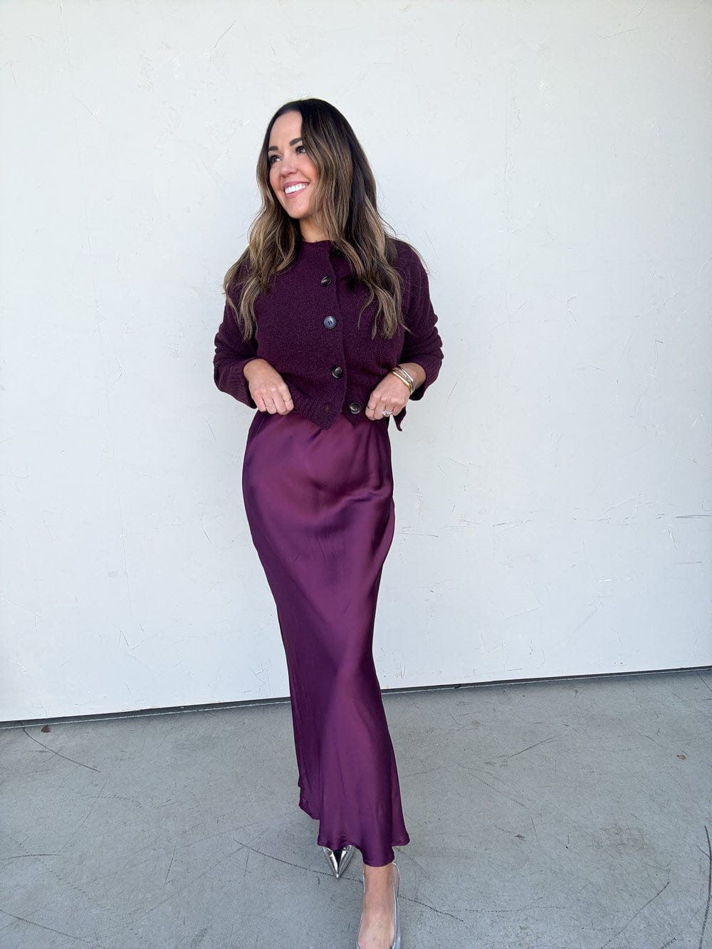 Plum Glace Satin Skirt