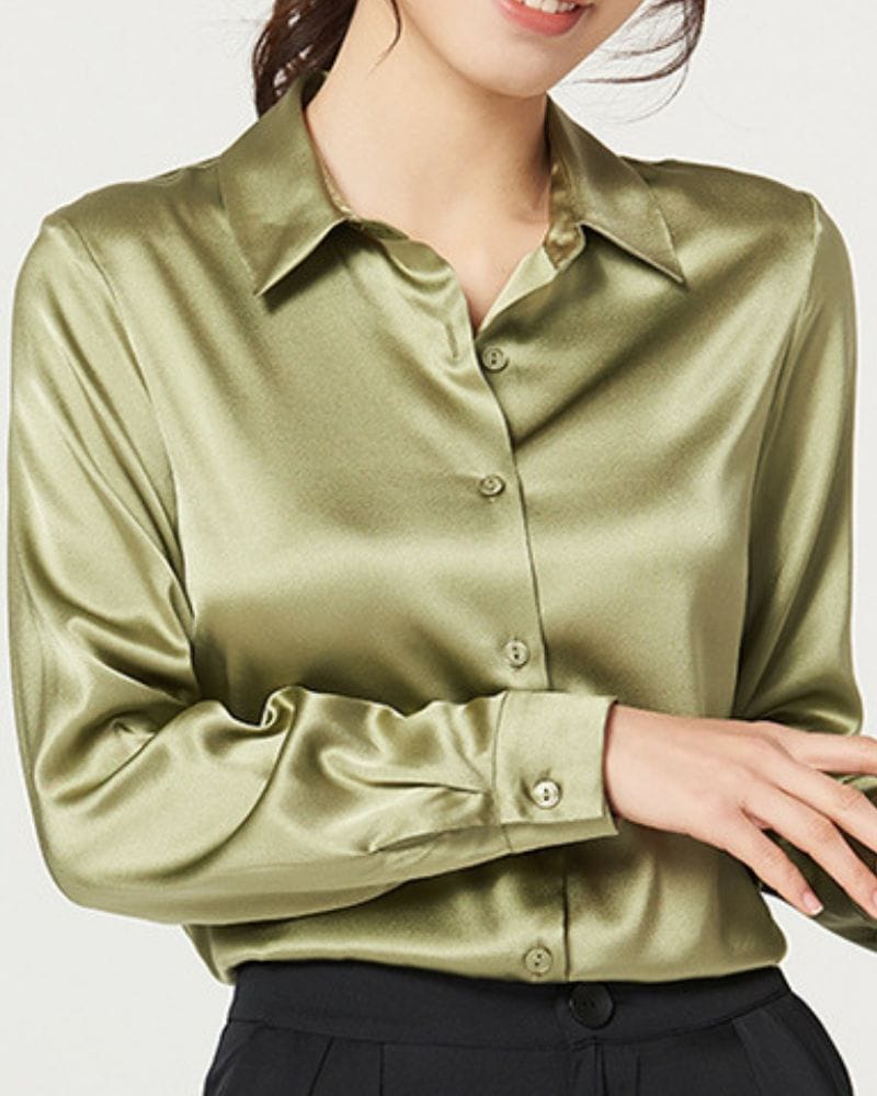 OLIVE GREEN SILK SHIRT