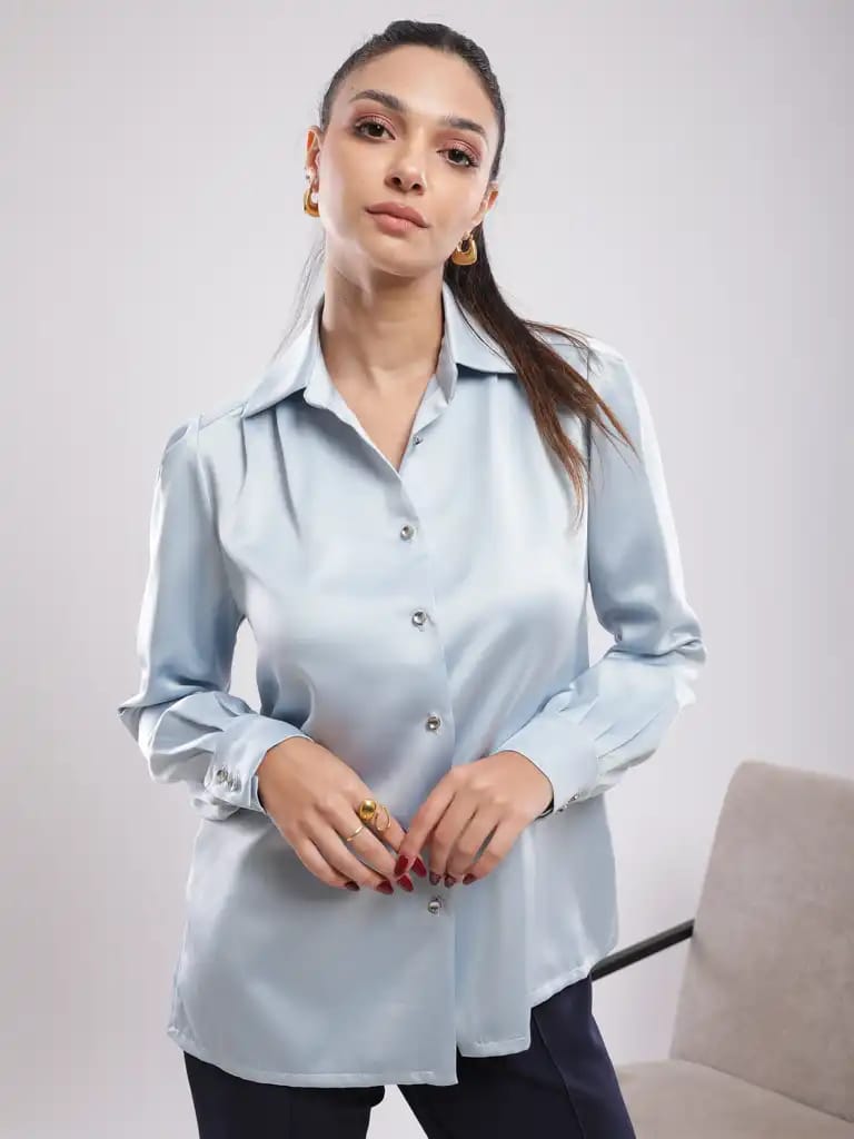 Classic Grey Silk Shirt