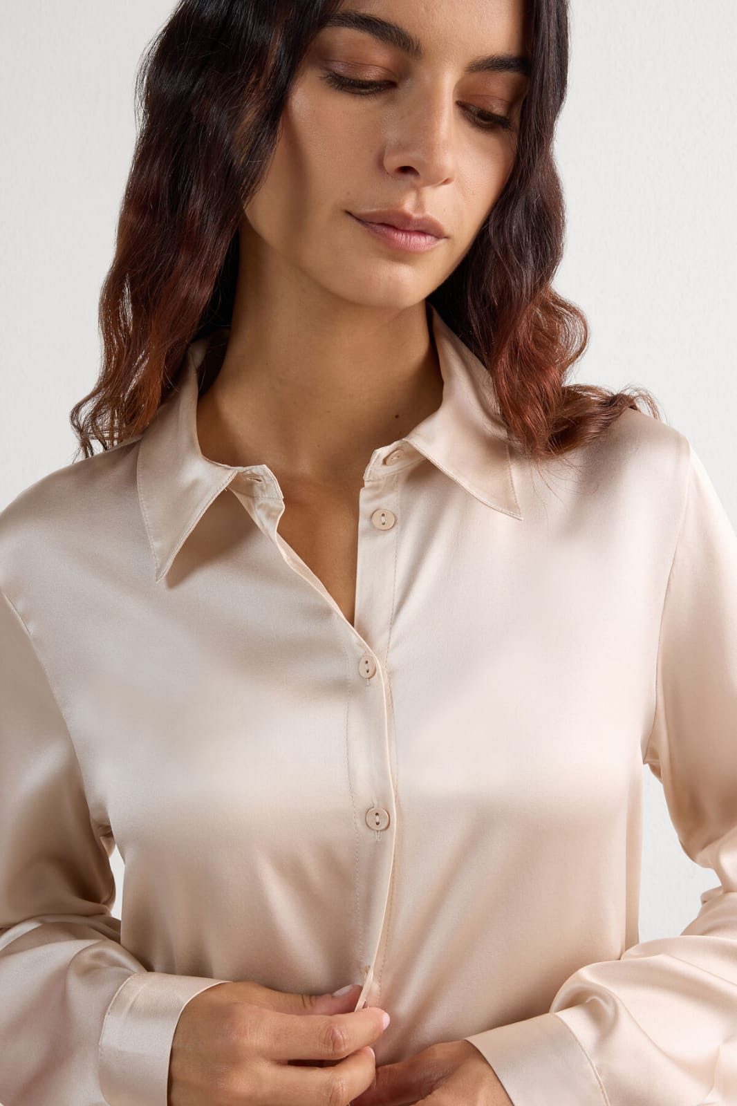 Classic Beige Silk Shirt