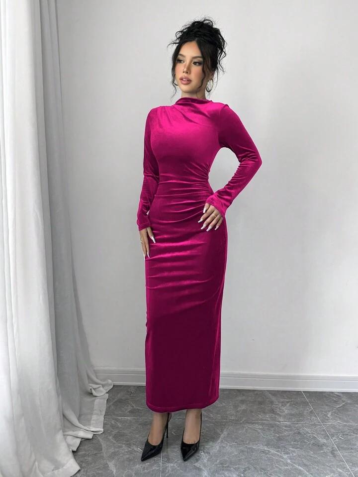 ALESSO PINK VELVET BODYCON