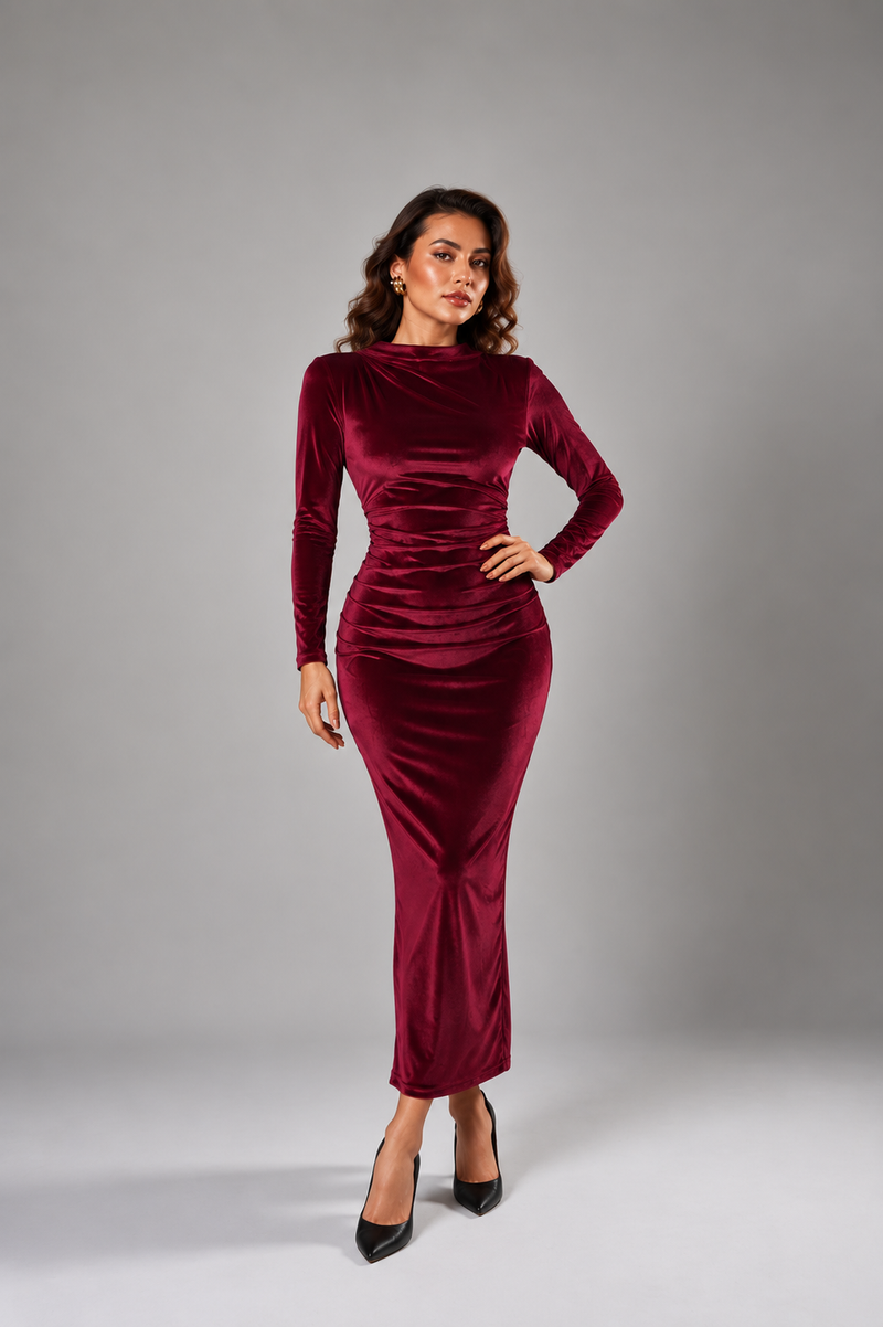 ALESSO PINK VELVET BODYCON