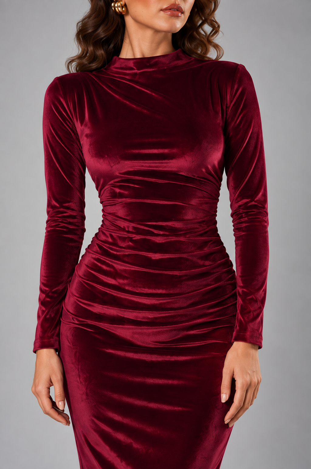 ALESSO PINK VELVET BODYCON