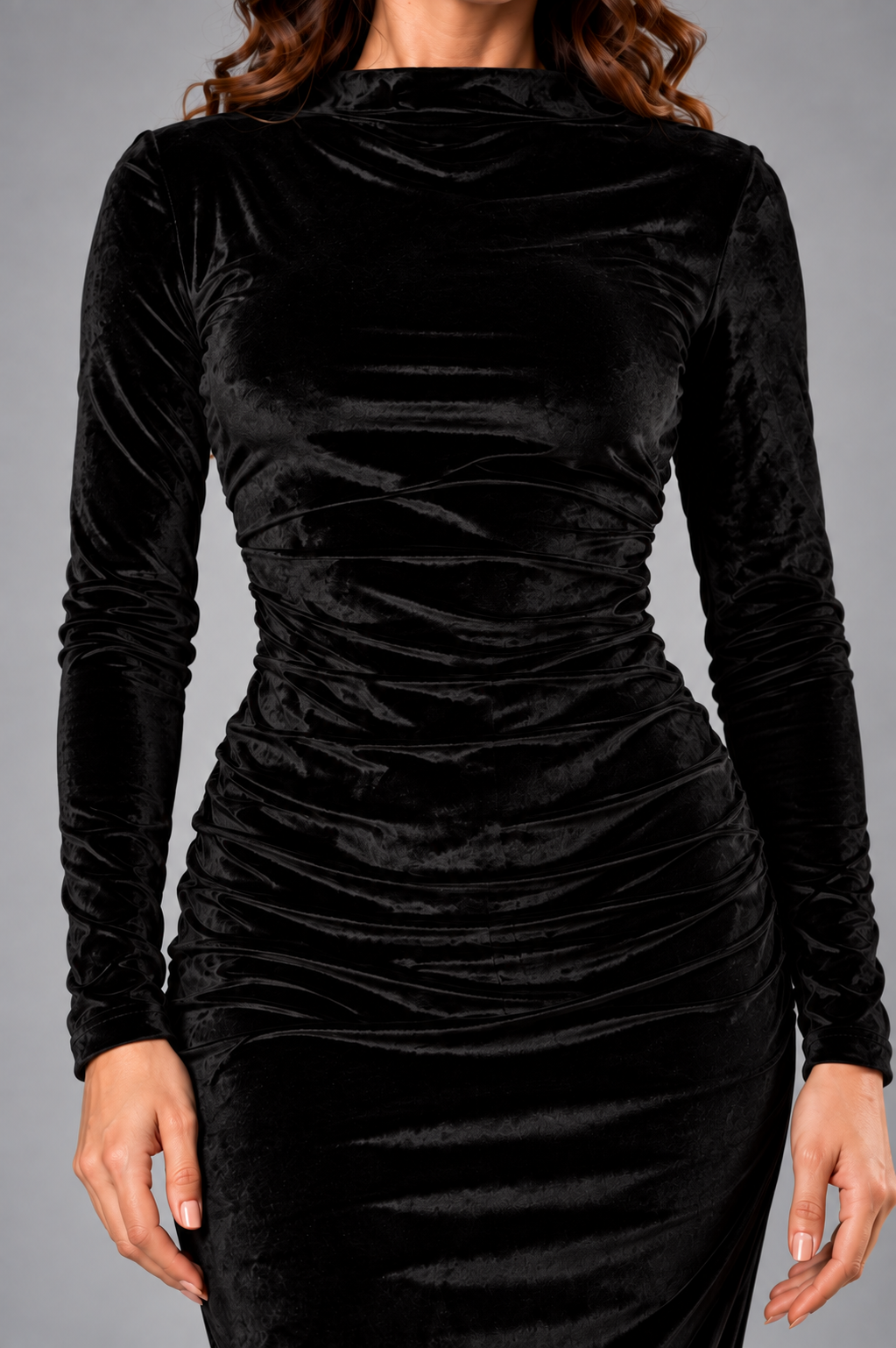 ALESSO BLACK VELVET BODYCON