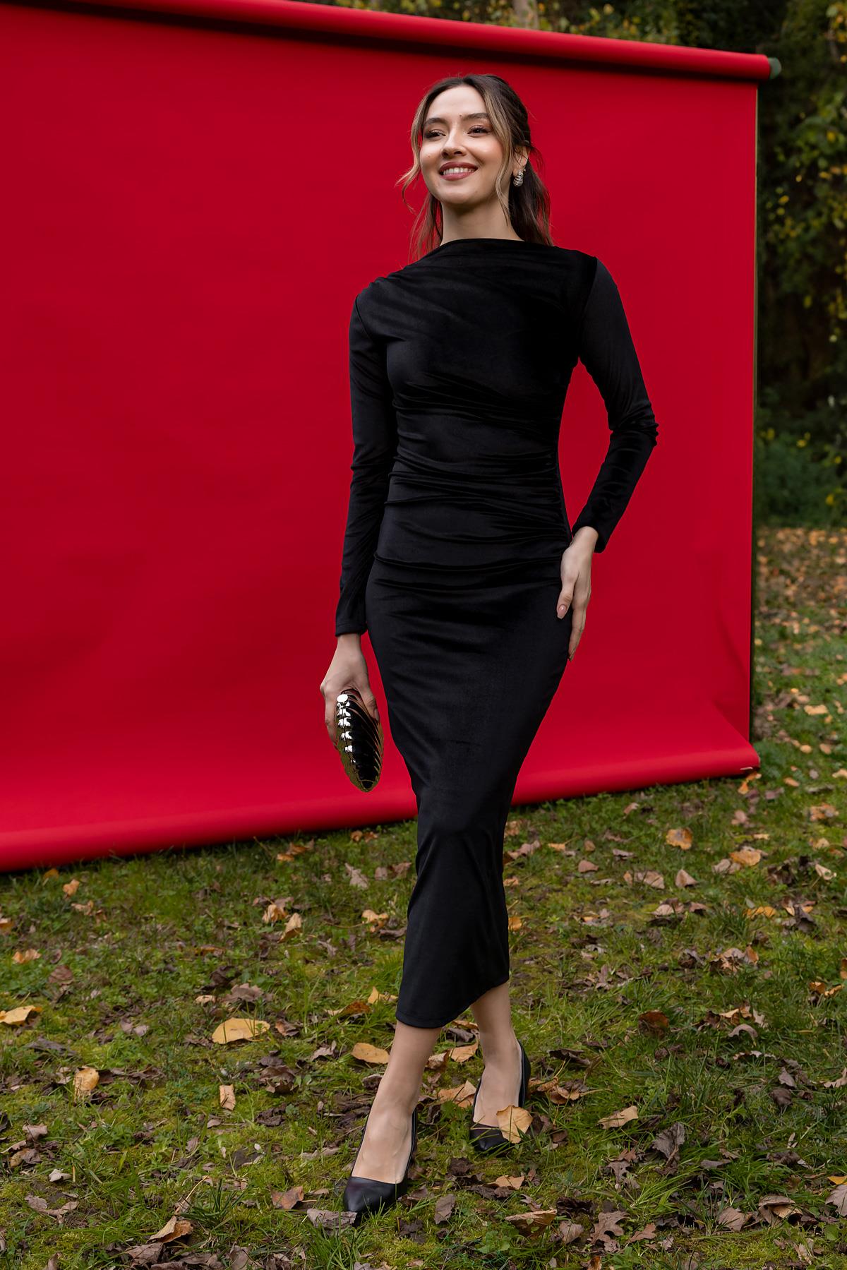 ALESSO BLACK VELVET BODYCON